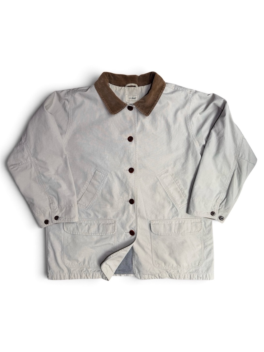 Vintage LL Bean Women’s Chore Field Coat Size 1X Tan Canvas Barn Jacket Corduroy